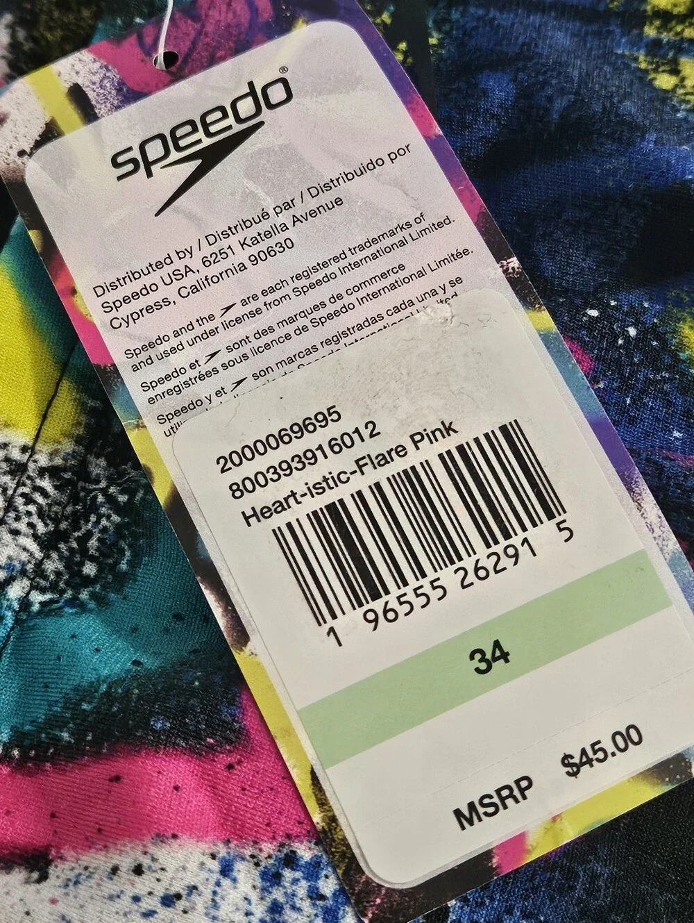 Speedo Endurance Size 34 Heartistic Flare Pink Mens Boys Swim Trunks with Elasti
